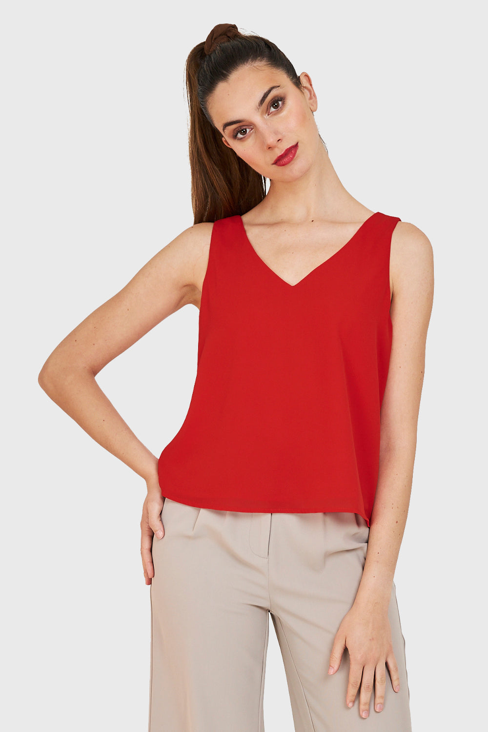 Blusa Básica Sin Mangas Rojo