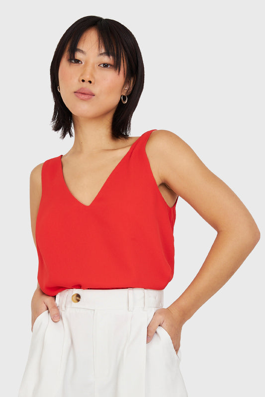 Blusa Básica Escote en V Rojo