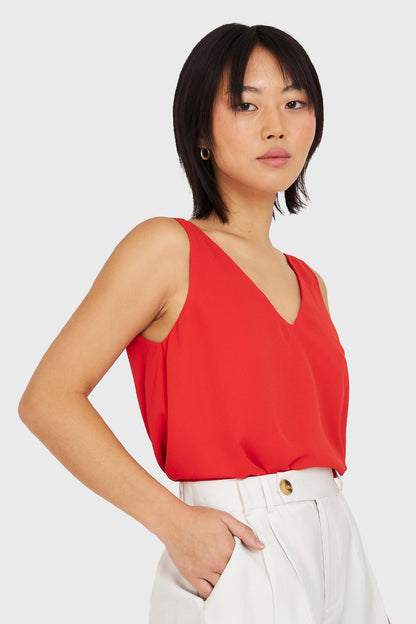 Blusa Básica Escote en V Rojo