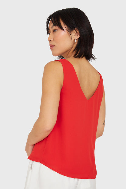 Blusa Básica Escote en V Rojo