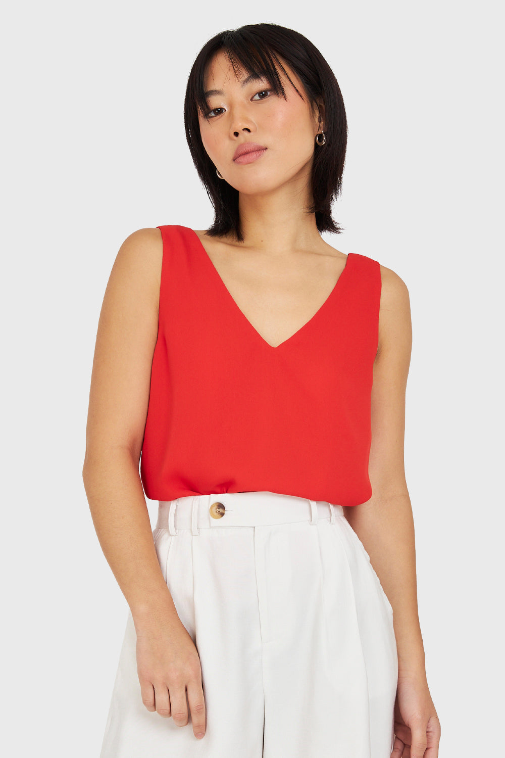 Blusa Básica Escote en V Rojo