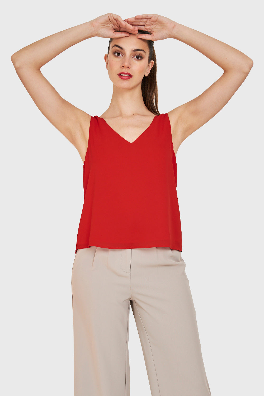 Blusa Básica Sin Mangas Rojo