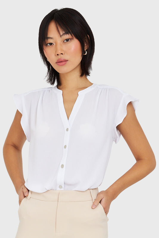 Blusa Cuello Mao Botones Blanco