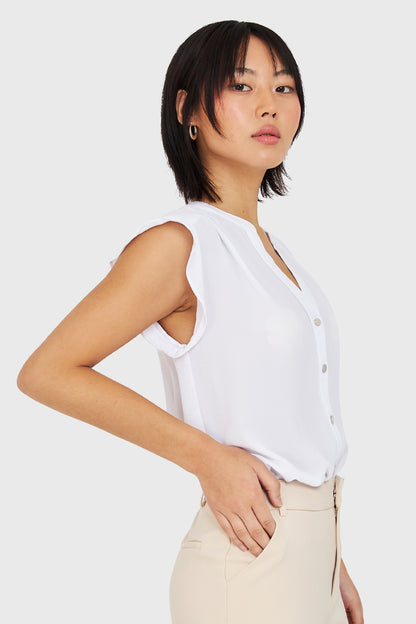 Blusa Cuello Mao Botones Blanco