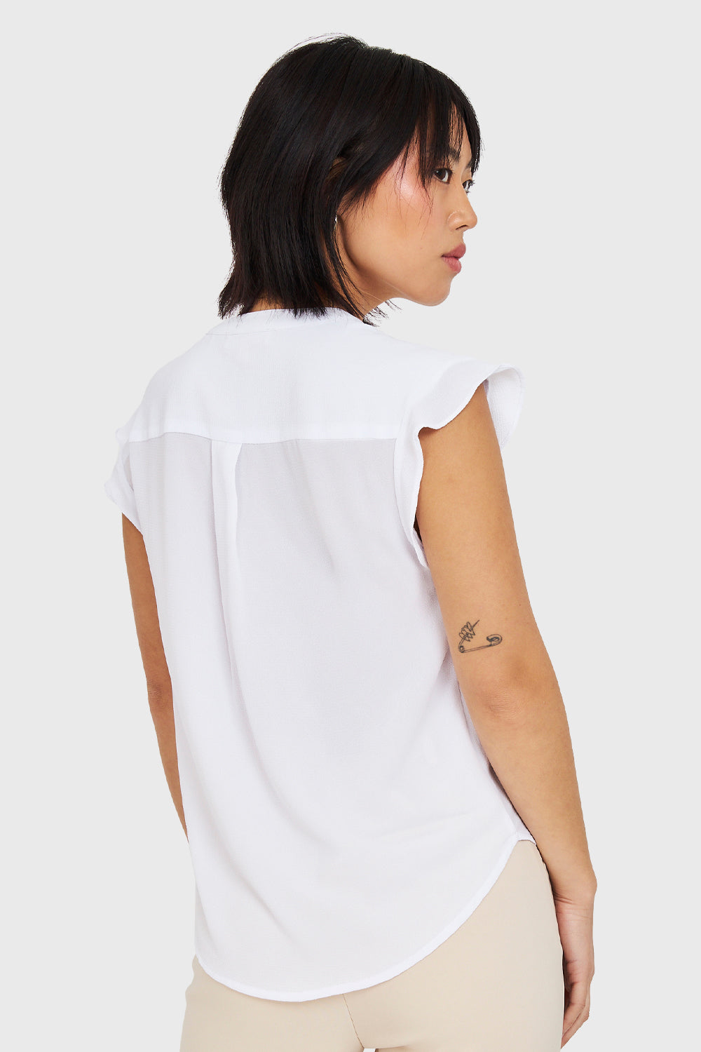 Blusa Cuello Mao Botones Blanco