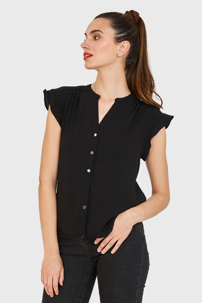 Blusa Vuelos Hombros Negro