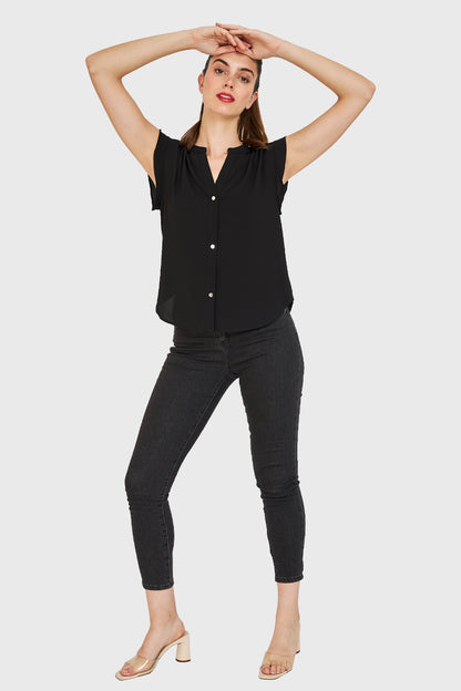 Blusa Vuelos Hombros Negro