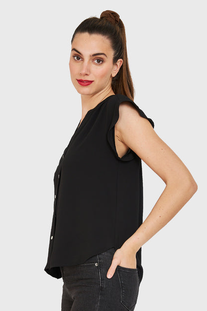 Blusa Vuelos Hombros Negro