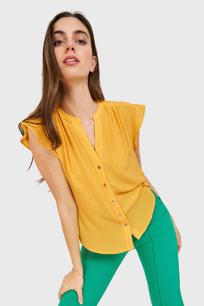 Blusa Vuelos Hombros Amarillo