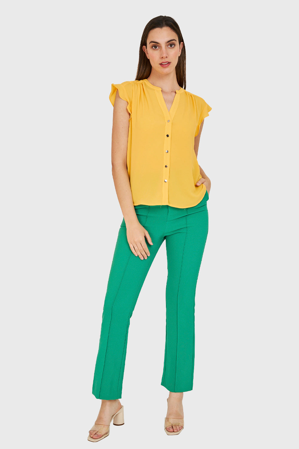 Blusa Vuelos Hombros Amarillo