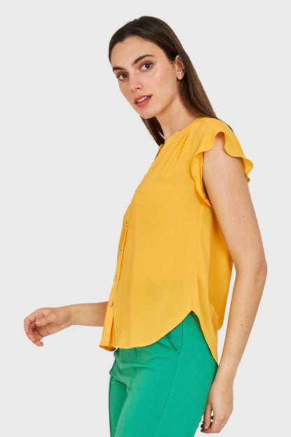 Blusa Vuelos Hombros Amarillo