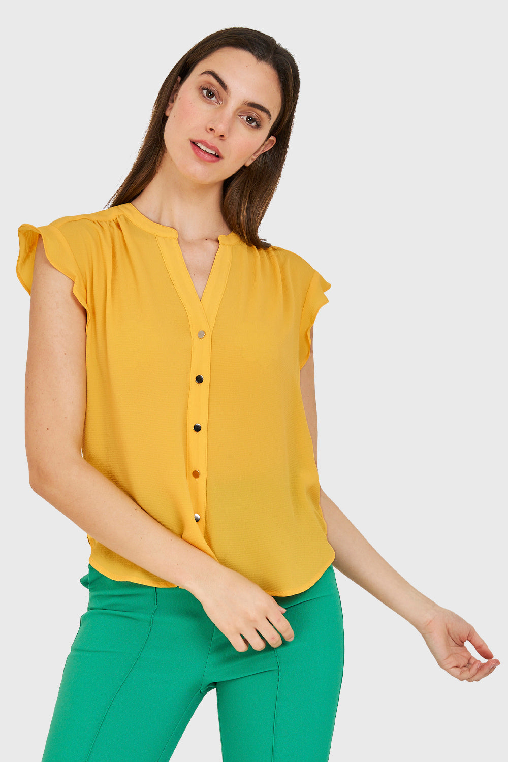 Blusa Vuelos Hombros Amarillo