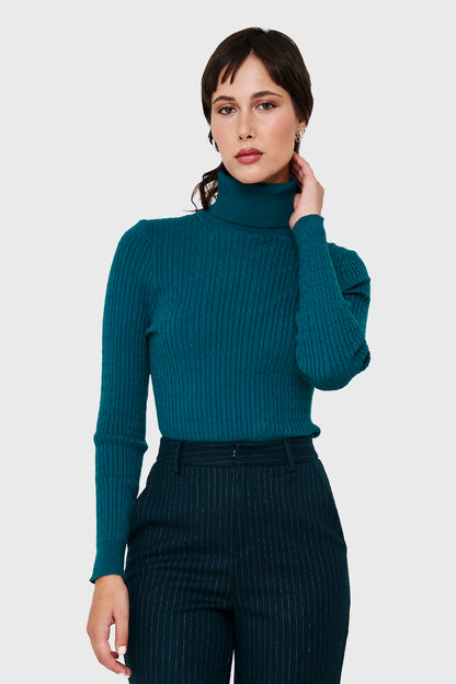 Sweater Tipo Cadenetas Azul Petróleo