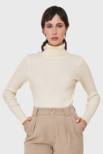 Sweater Tipo Cadenetas Blanco Invierno