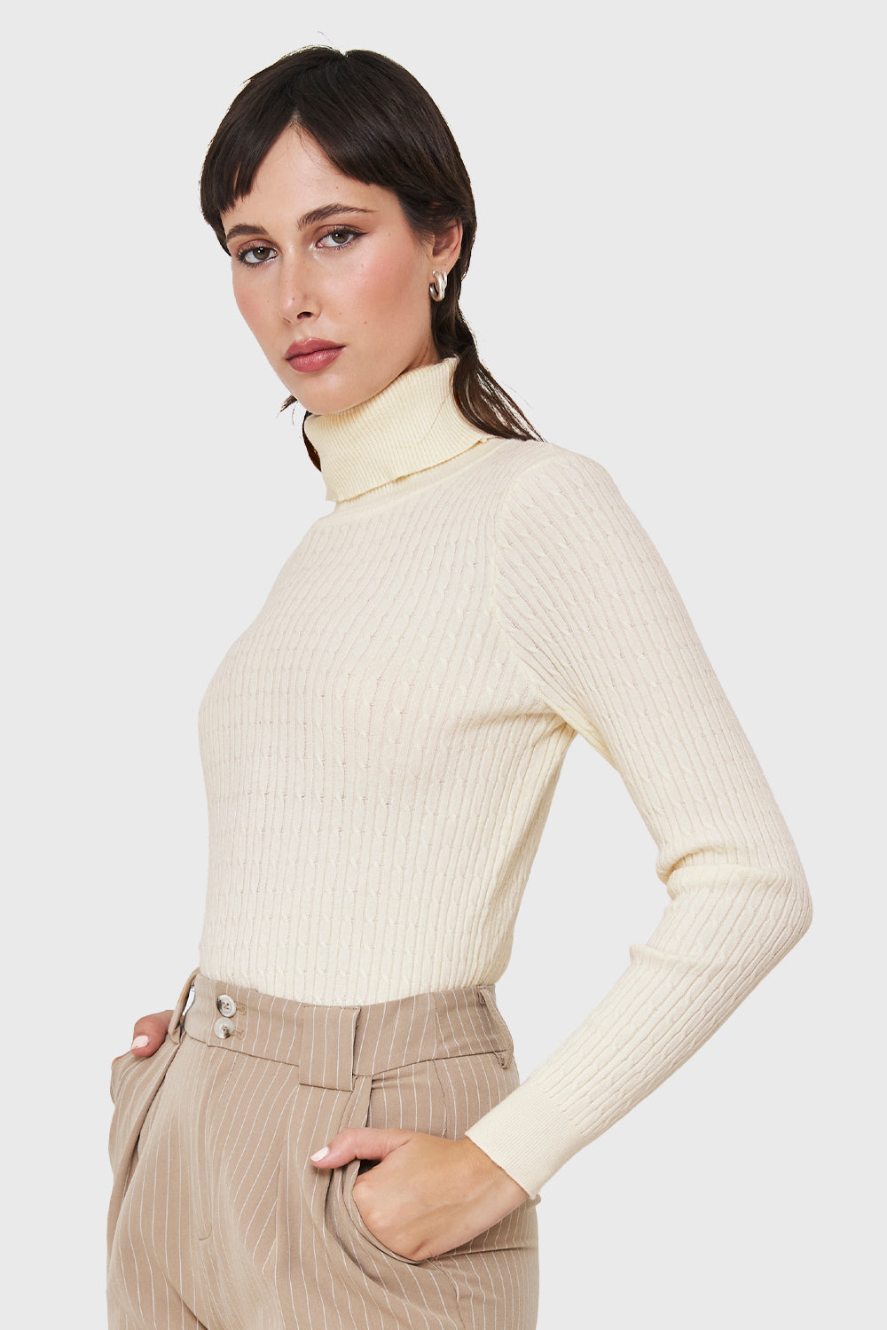 Sweater Tipo Cadenetas Blanco Invierno