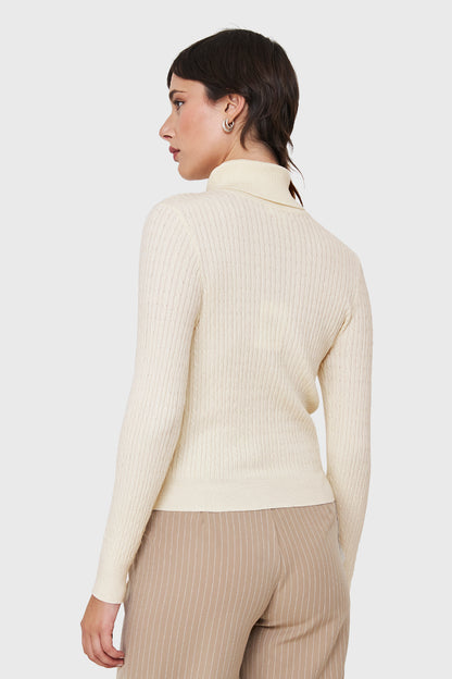 Sweater Tipo Cadenetas Blanco Invierno