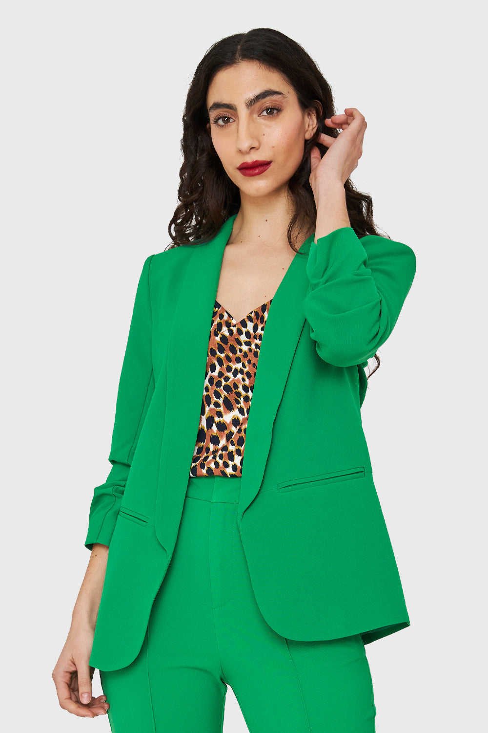 Blazer Manga 3/4 Con Pliegues Verde