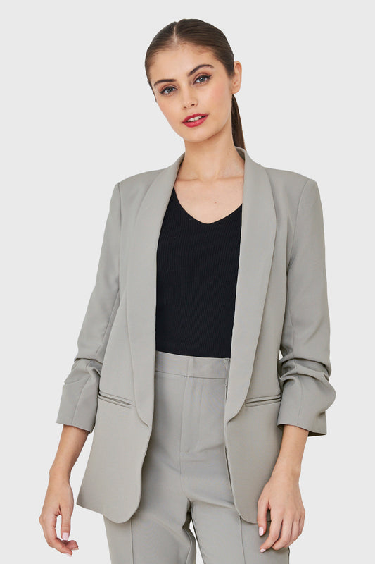 Blazer Mangas Drapeadas 3/4 Gris