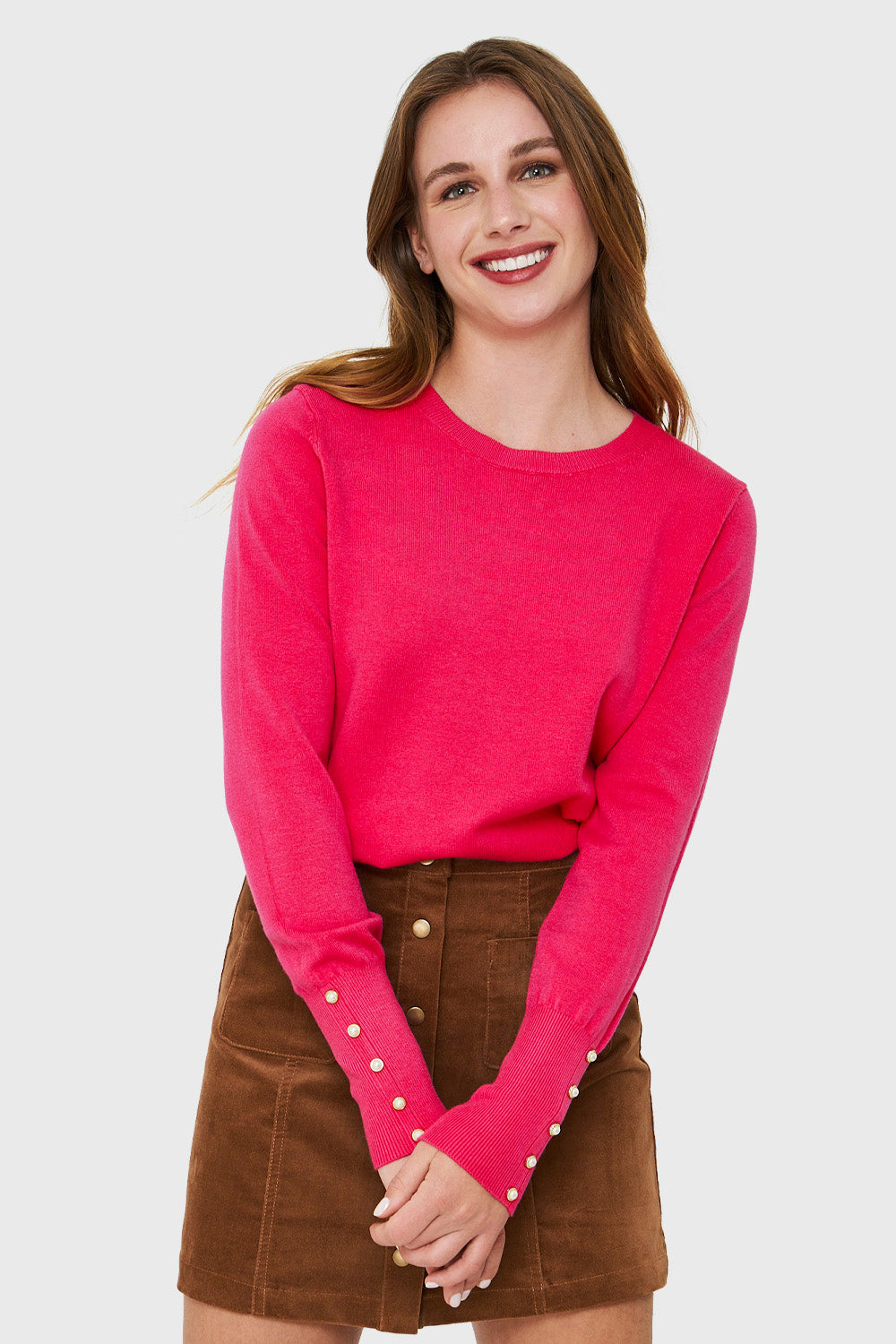 Sweater Detalle Perla Fucsia