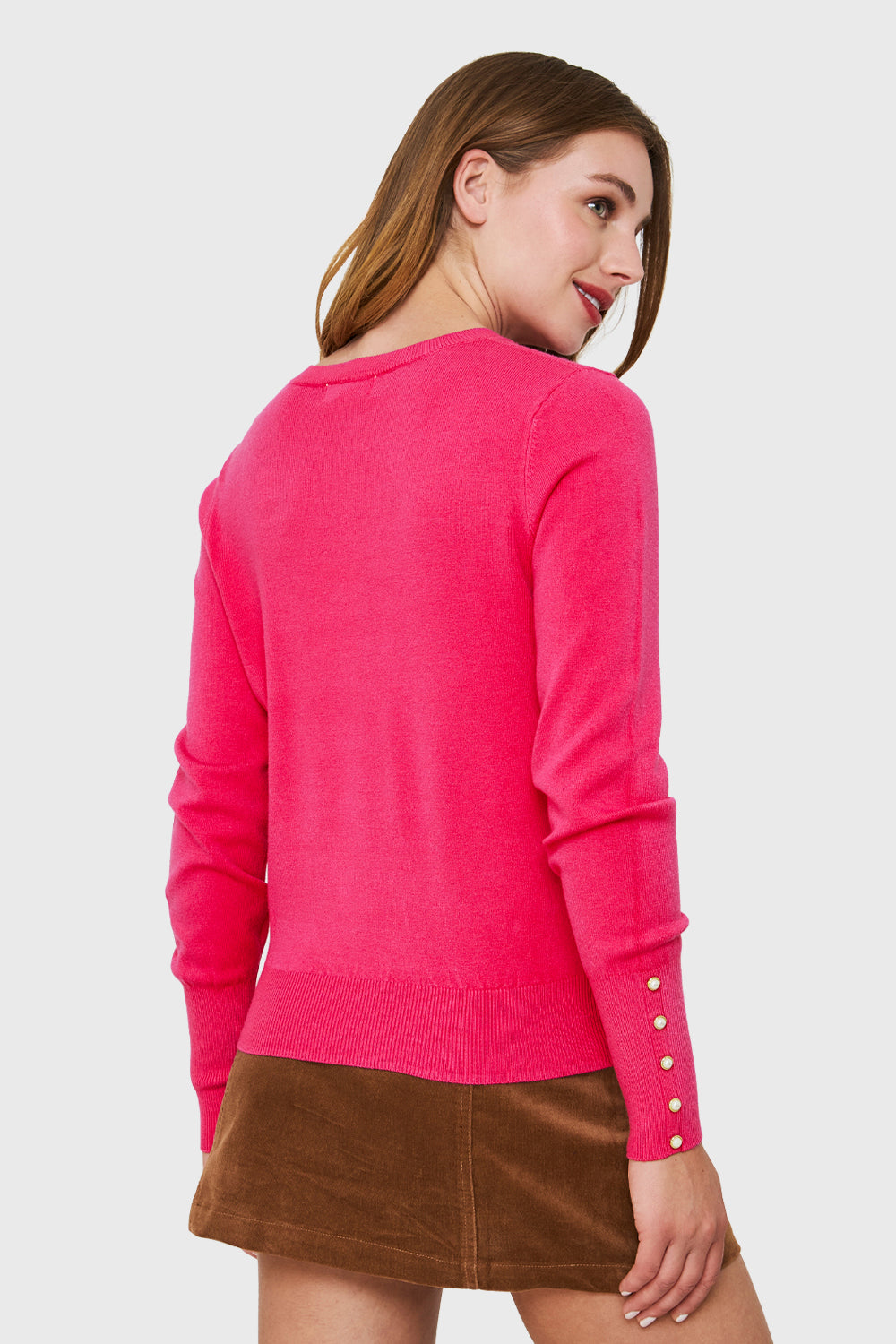 Sweater Detalle Perla Fucsia