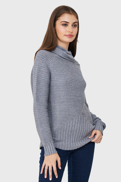 Sweater Cuello Tortuga Canalé Gris