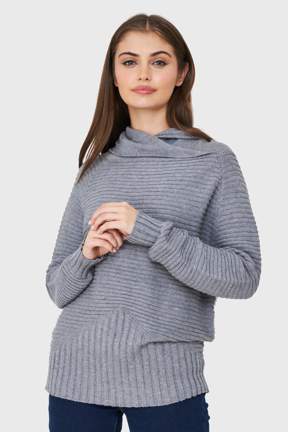 Sweater Cuello Tortuga Canalé Gris