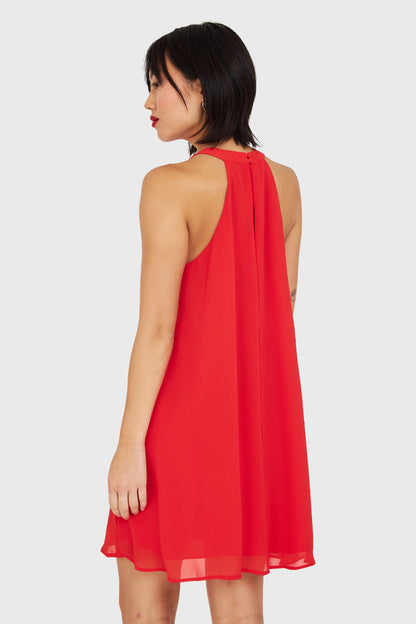 Vestido Corto Cuello Halter Rojo