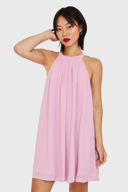 Vestido Corto Cuello Halter Rosado