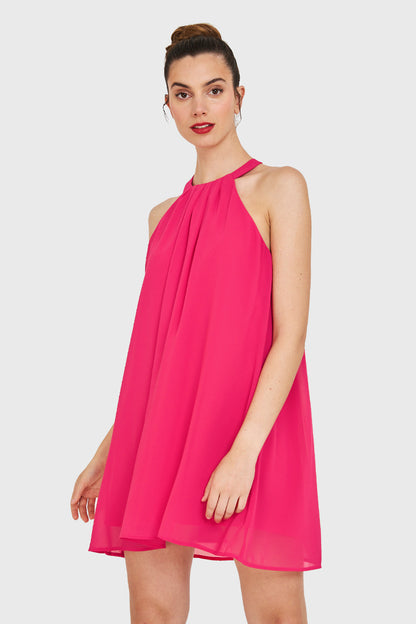 Vestido Corto Halter Fucsia