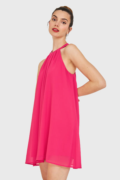 Vestido Corto Halter Fucsia