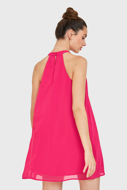 Vestido Corto Halter Fucsia