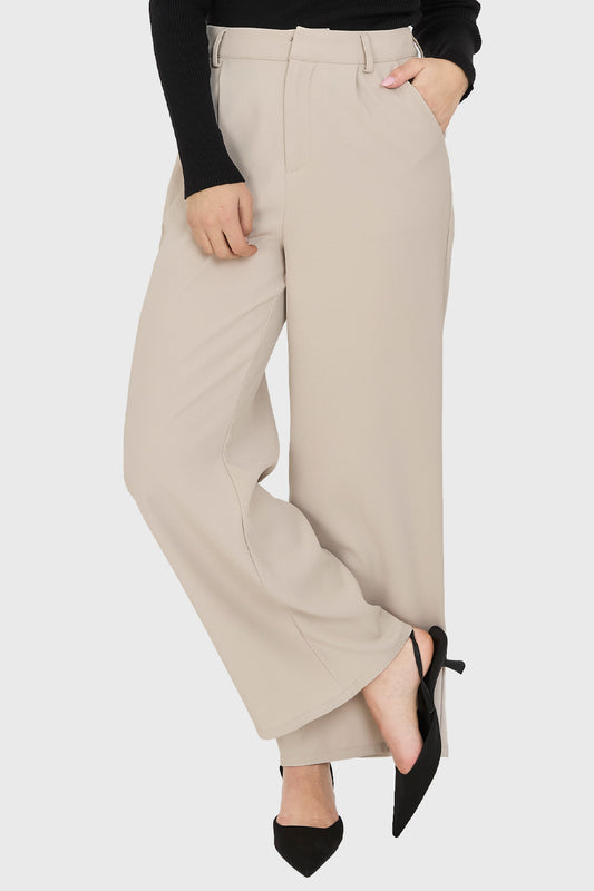 Pantalón Pinzas Tiro Alto Khaki