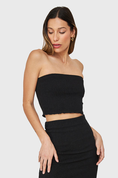 Top Strapless Elasticado Negro