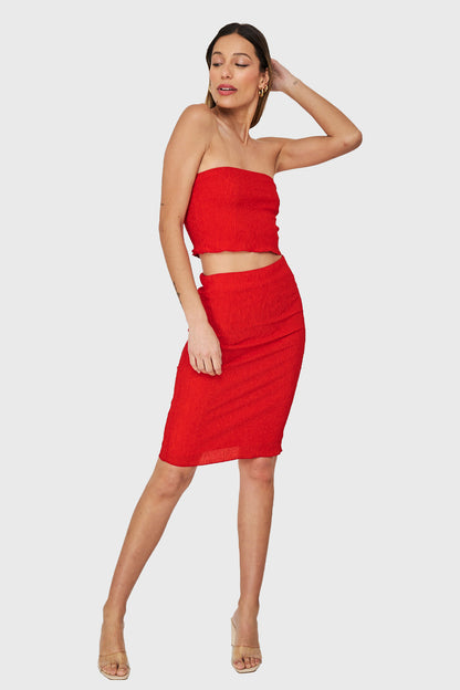 Top Strapless Elasticado Rojo