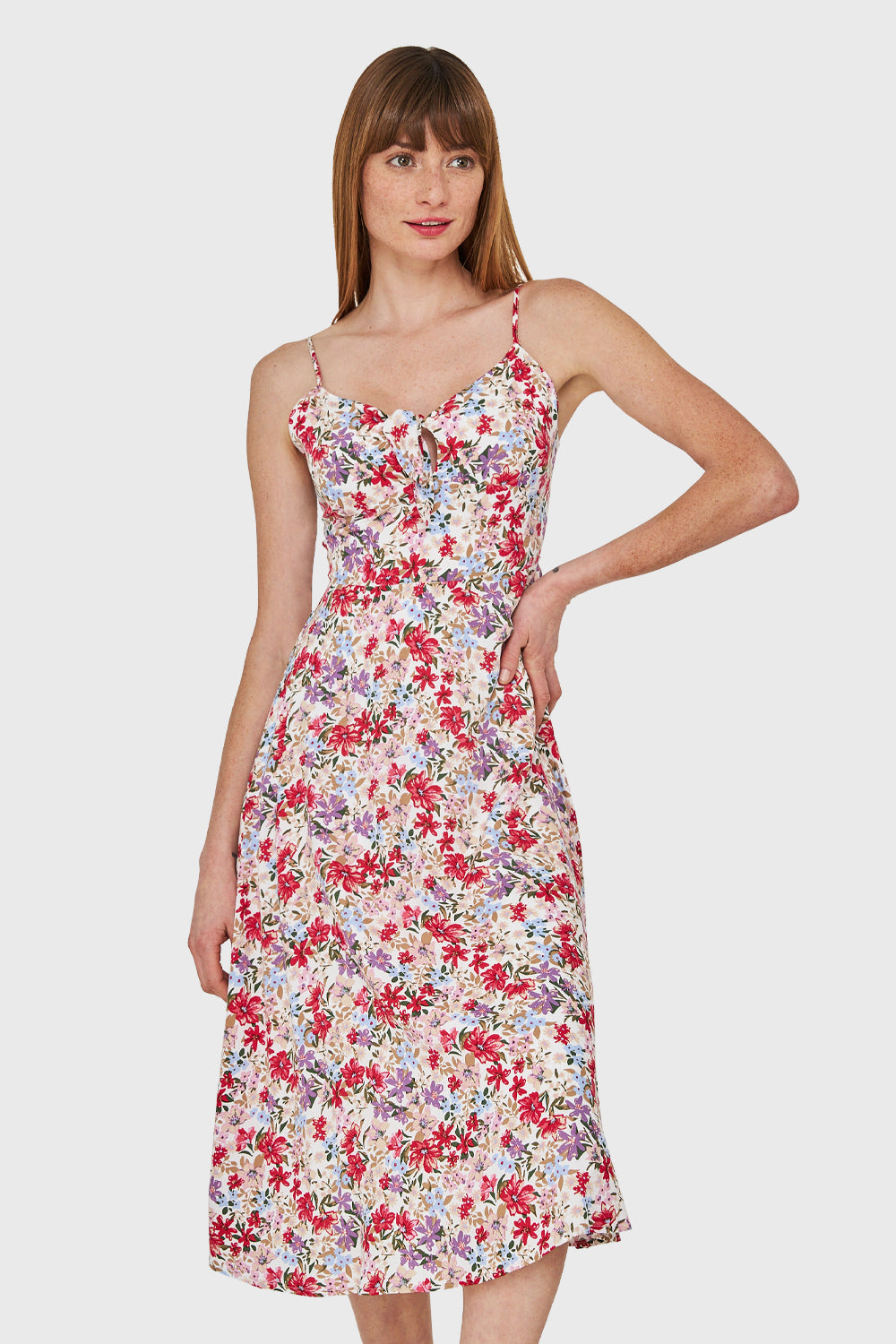 Vestido Floral Nudo Blanco