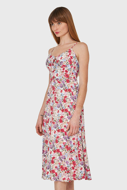 Vestido Floral Nudo Blanco