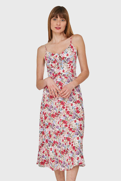 Vestido Floral Nudo Blanco