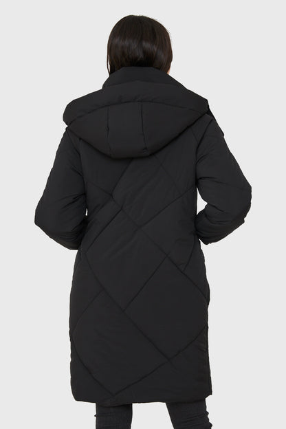 Parka Acolchada Bolsillos Grandes Negro