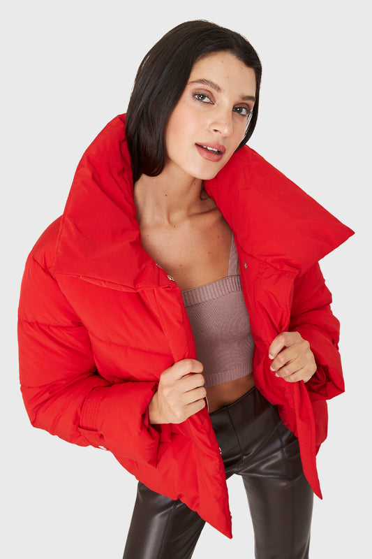 Parka Corta Acolchada Rojo