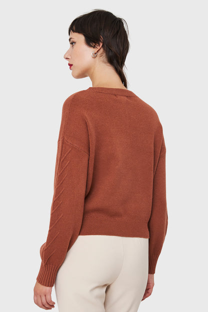 Sweater Detalles Espigas Café