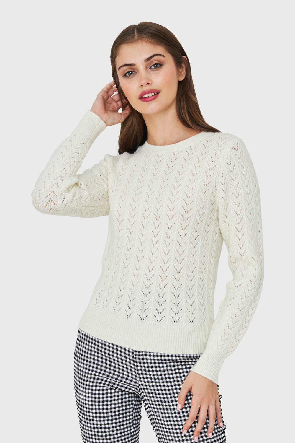 Sweater Punto Fantasía Lurex Blanco