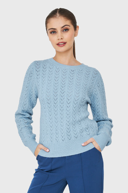 Sweater Punto Fantasía Lurex Celeste