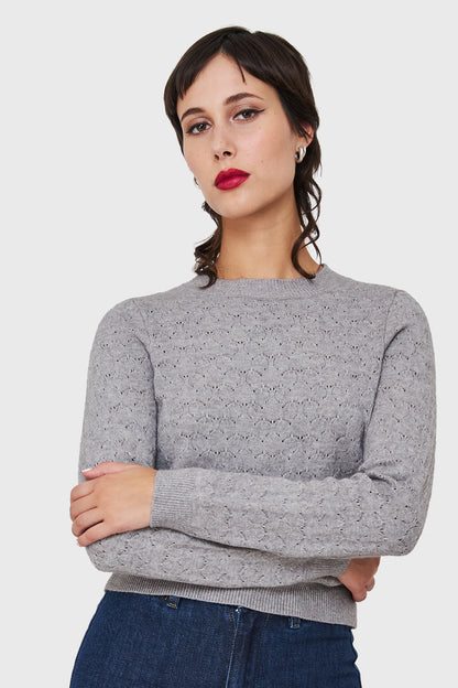 Sweater De Punto Fantasía Gris