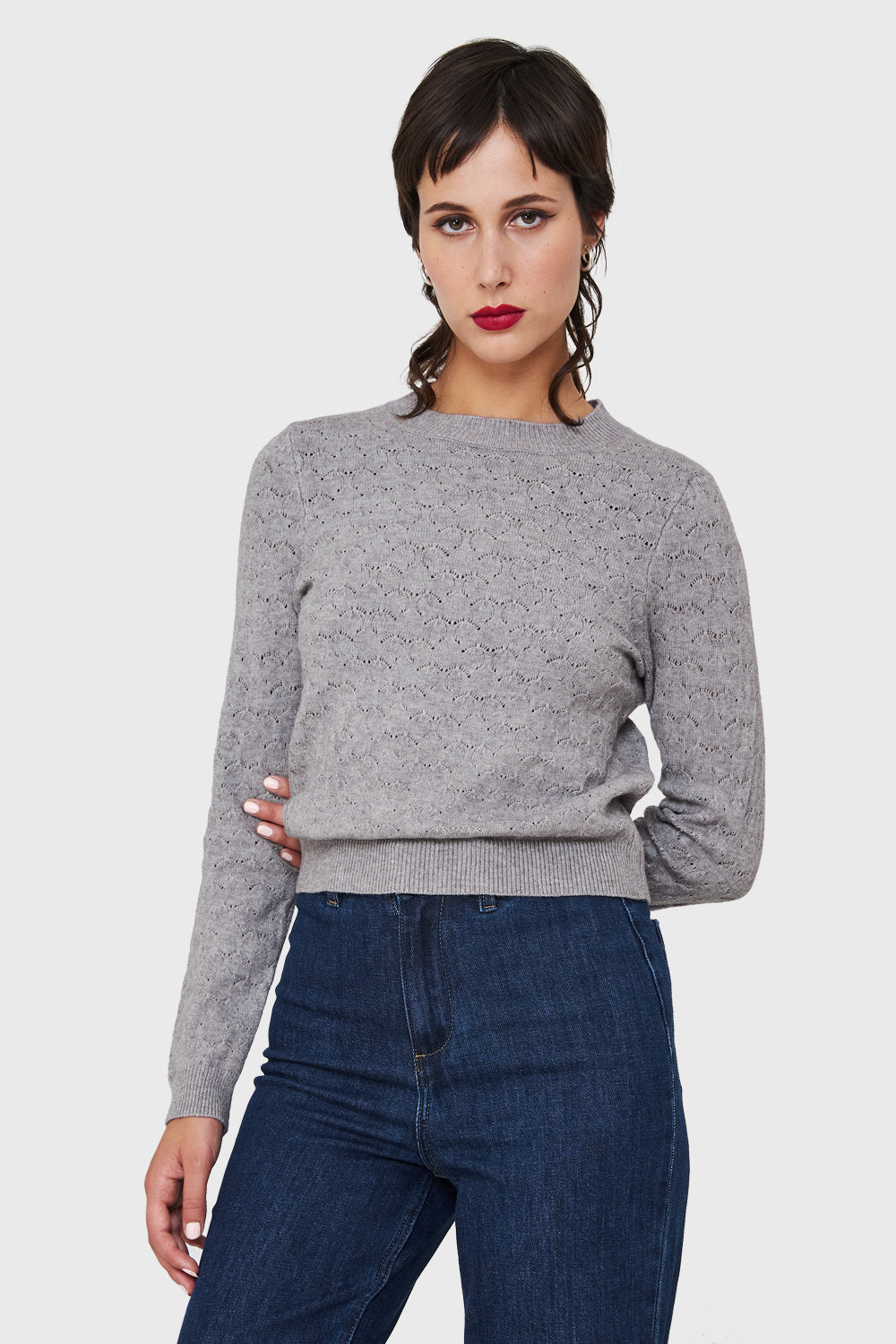 Sweater De Punto Fantasía Gris