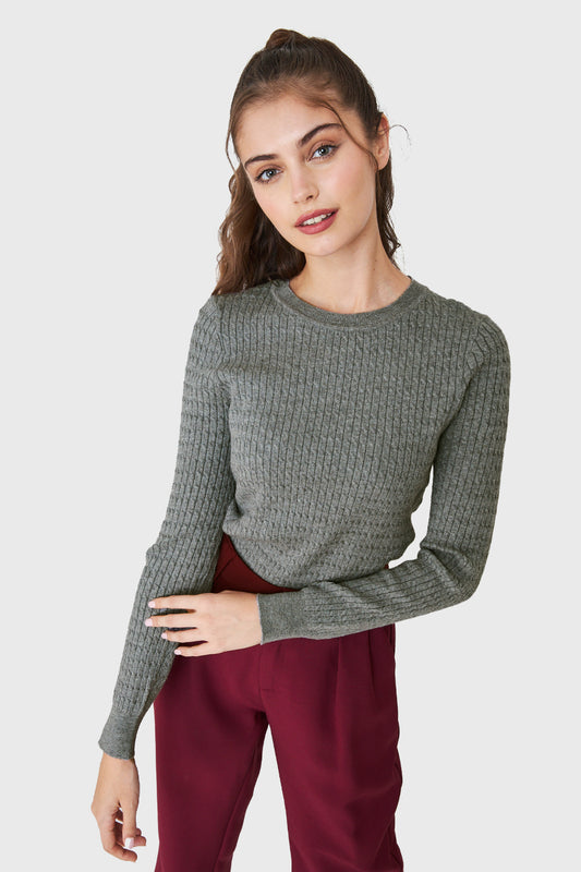 Sweater Punto Fino Cadenetas Gris