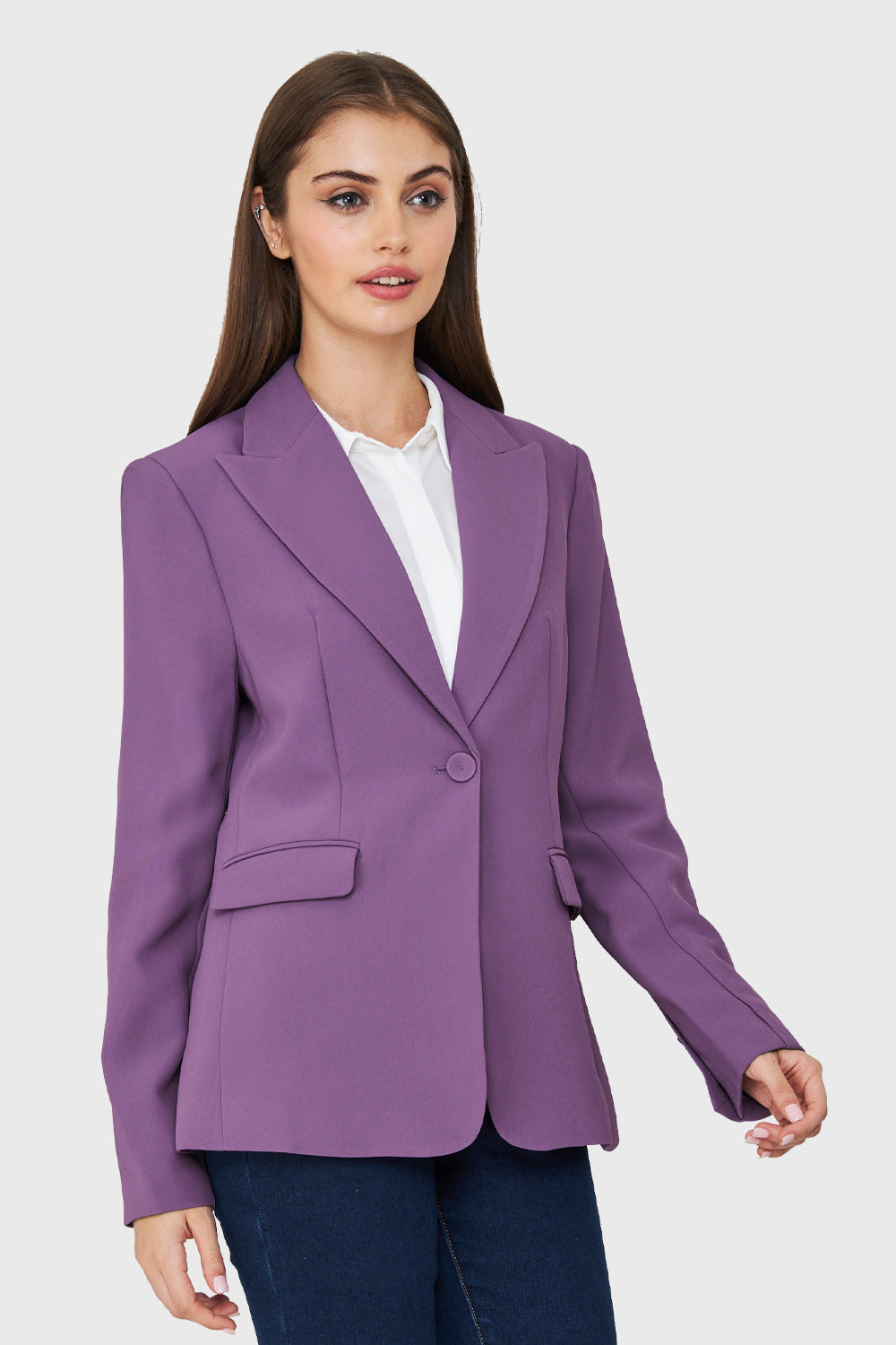 Blazer Bolsillos Con Solapas Violeta