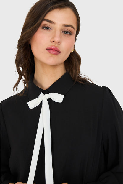 Blusa Con Lazo Desmontable Negro