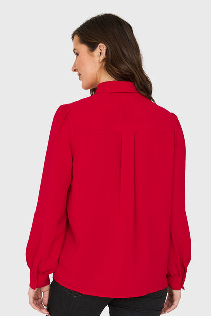 Blusa Con Lazo Desmontable Rojo