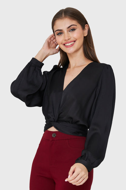 Blusa Crop Nudo Negro