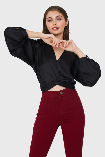 Blusa Crop Nudo Negro